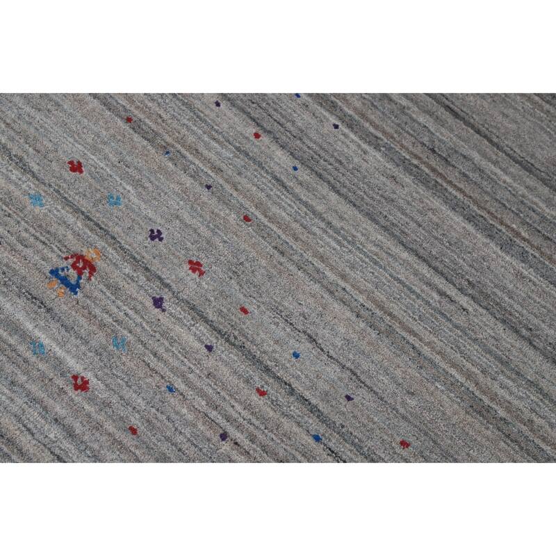 Hand Knotted Oriental 100% Wool Carpet Tribal Animal Pictorial Greys & Charcoal Gabbeh Area Rug - 11' 11'' X 9' 0''