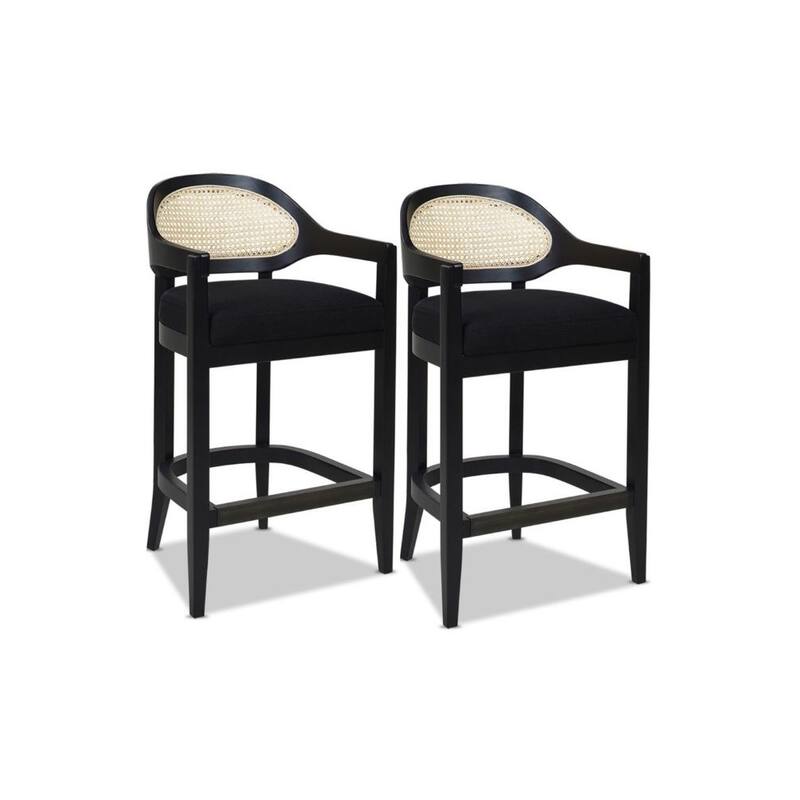 Americana Mid-Century Modern Rattan Cane Back Counter and Bar Stool