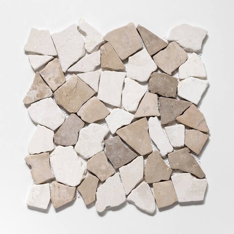 Fit Mosaic 11 in. x 11 in. Marble Mesh-Mounted Mosaic Wall and Floor Tile