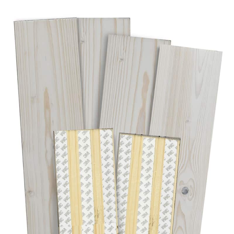 Peel and Stick Solid Wood Wall Paneling, Assorted Length, 5-inch Width, 19 sq ft