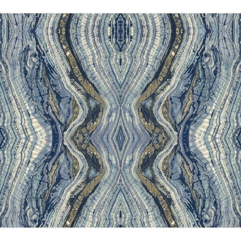 Glasgow 20' L x 27" W Kaleidoscope Peel and Stick Wallpaper - Blue