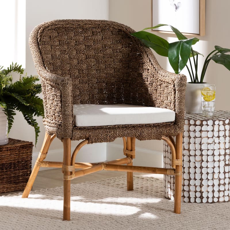 Luis Bohemian Natural Seagrass and Rattan Arm Chair