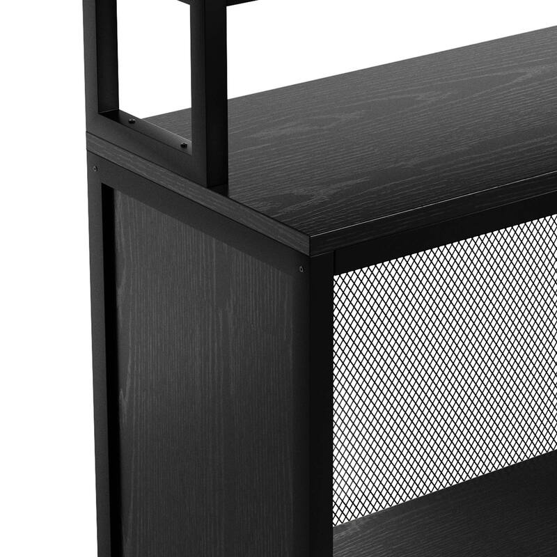Moasis Home Bar Unit L-shape Liquor Bar Table with 2-Tier Storage and Shelves