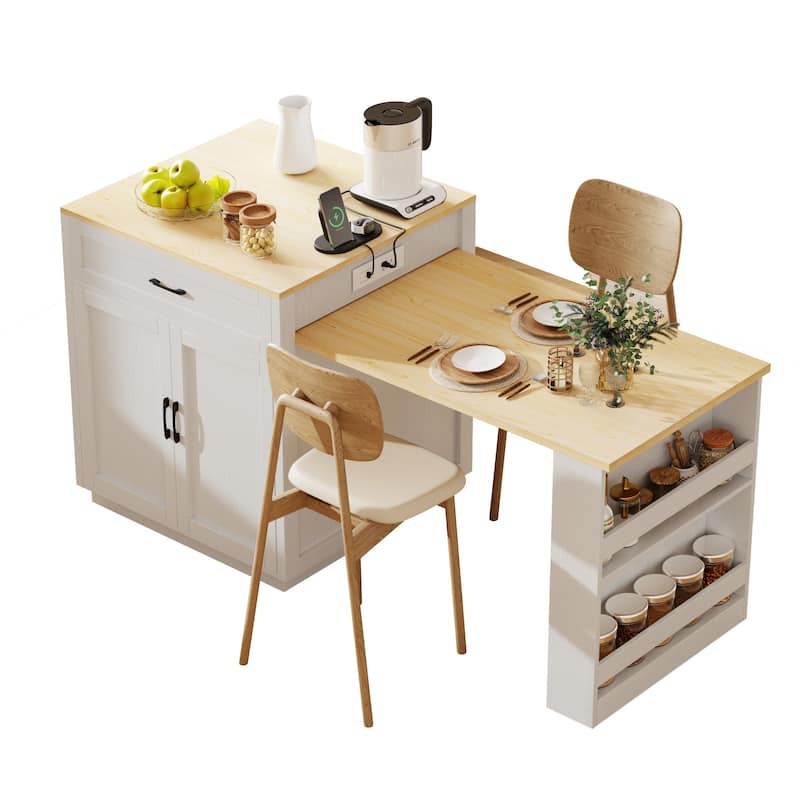 Tinny MDF Kitchen Island with Extendable Dining Table(32-in x28-in x36-in)