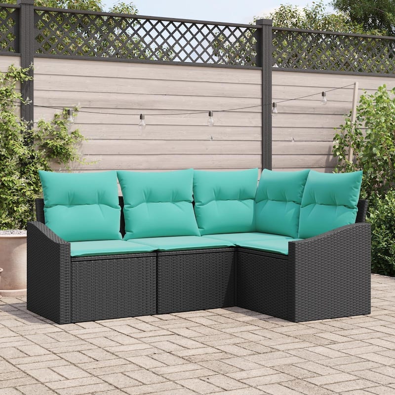 vidaXL 5 Piece Garden Sofa Set with Cushions - 70.3×48.6×27.2 - Black