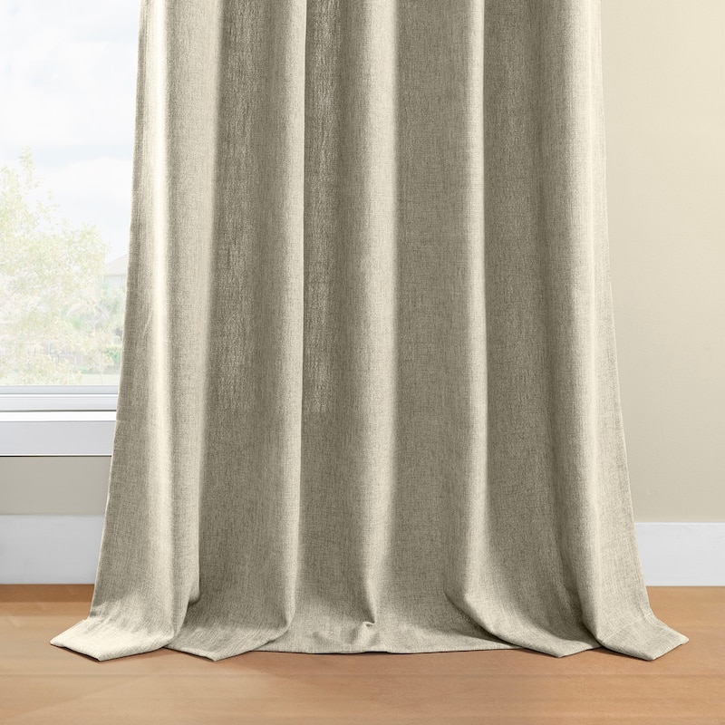Exclusive Fabrics Basic Faux Linen Curtain Pair - 2 Panels - Light Filtering Window Curtains