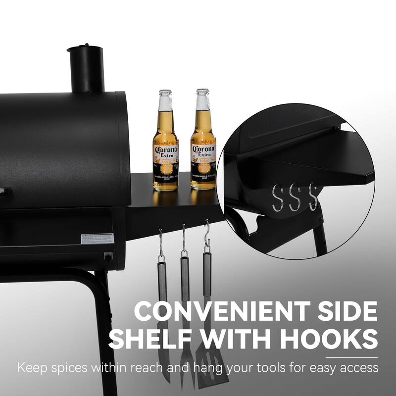 Royal Gourmet CC1830S Charcoal Grill with Offset Smoker,Black