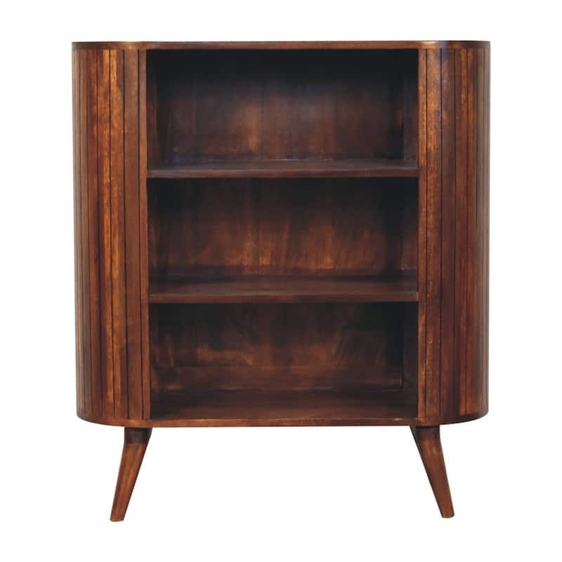 HomeRoots 39" Chestnut Solid Wood Three Tier Bookcase
