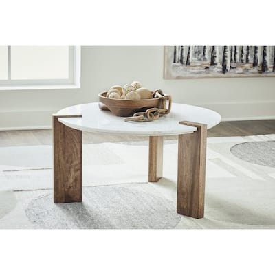 Signature Design by Ashley Isanti White/Brown Coffee Table - 33"W x 33"D x 18"H