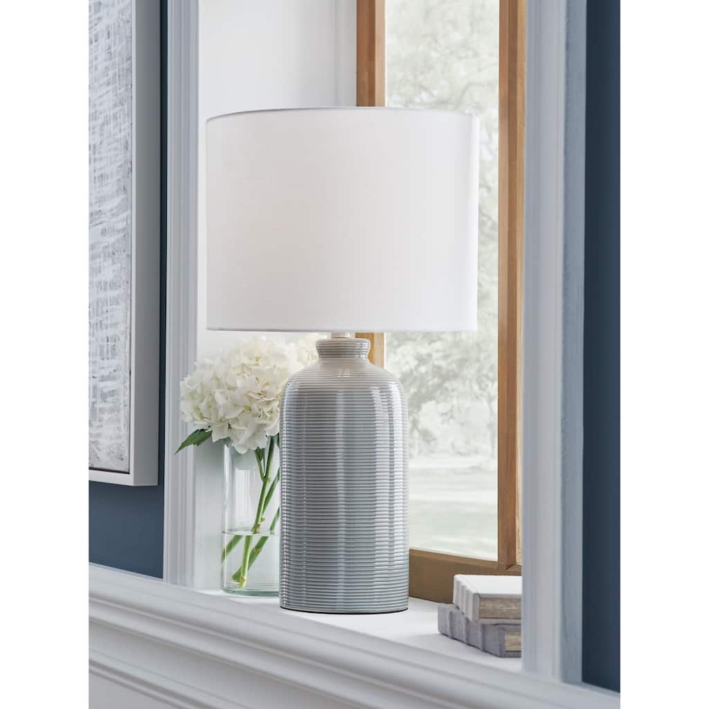 Signature Design by Ashley Wimlow Gray Blue Table Lamp - 14"W x 14"D x 26"H