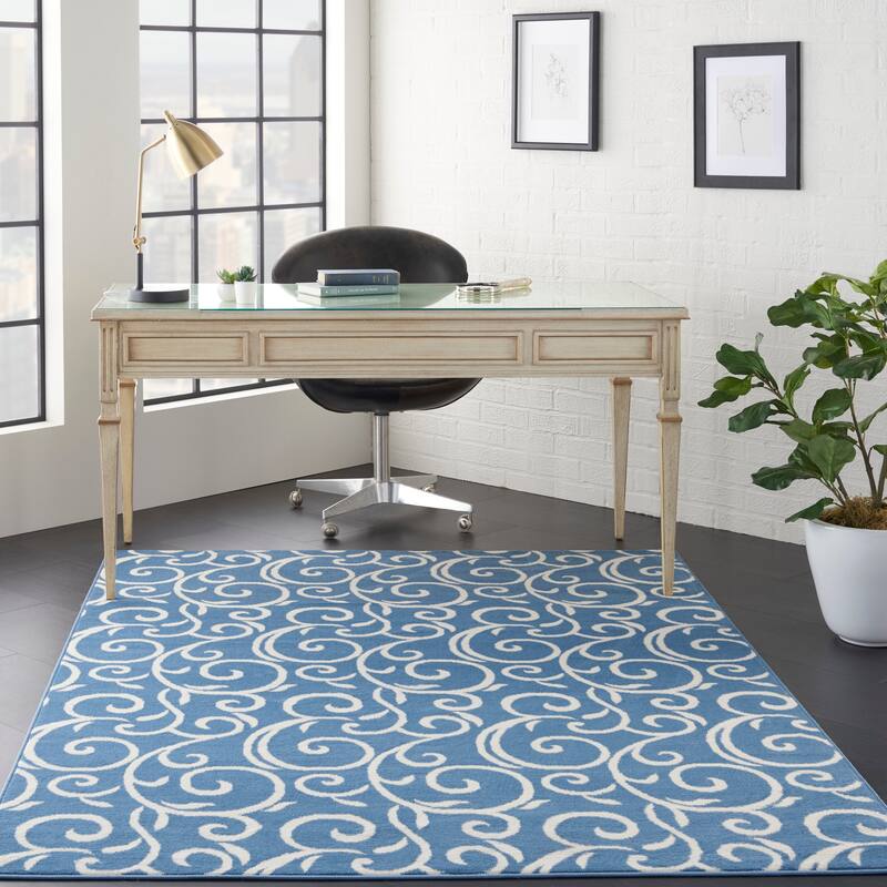 Nourison Grafix Farmhouse Country Scroll Transitional Area Rug