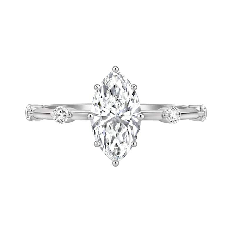 Auriya 14K Gold Tapered Marquise Lab Grown Diamond Engagement Ring 1.12 - 5.28ct. tw. (F-G, VS) - 3.00 carats - 8.5 - Rose