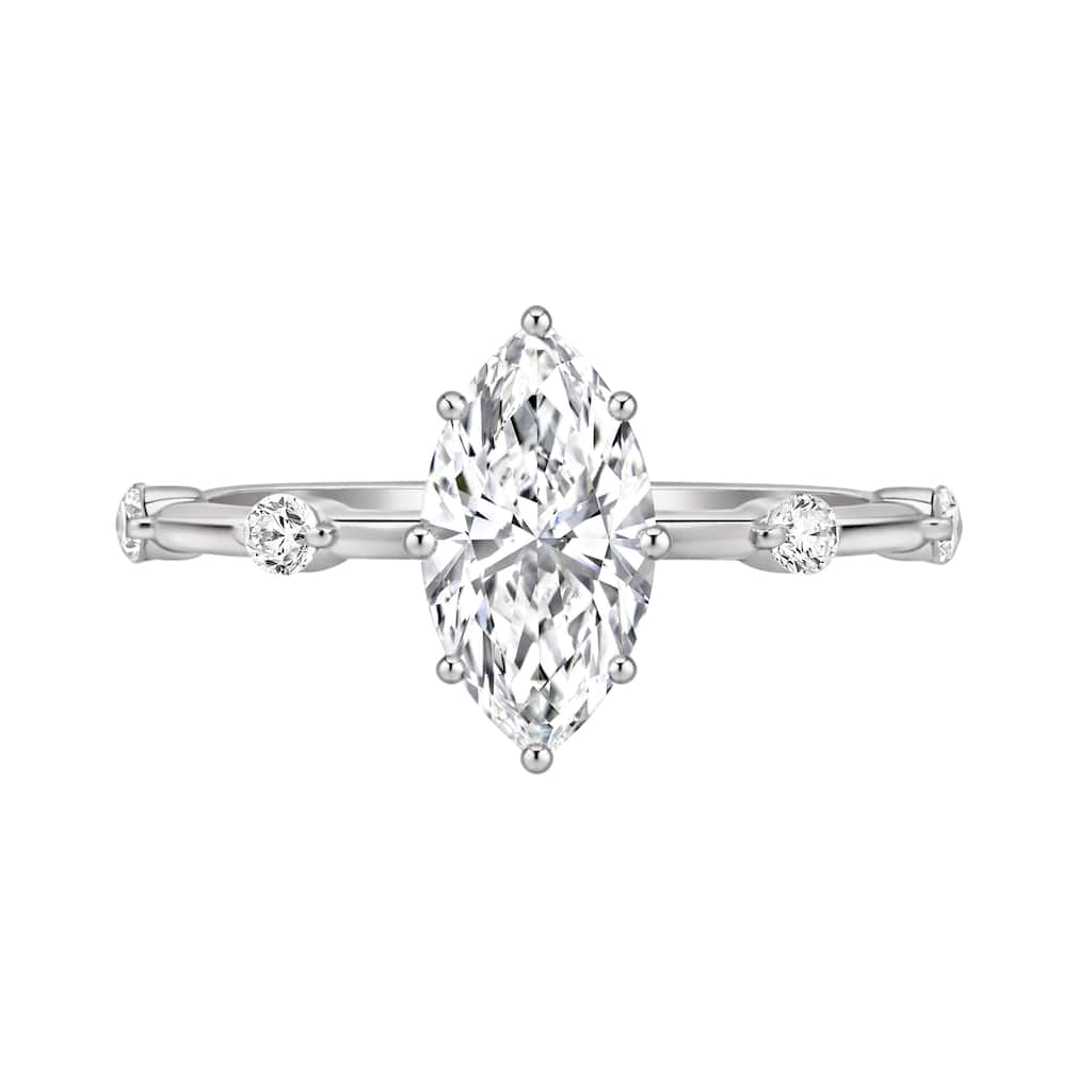 Auriya 14K Gold Tapered Marquise Lab Grown Diamond Engagement Ring 1.12 - 5.28ct. tw. (F-G, VS)