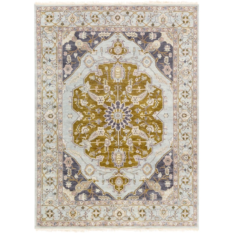Hand-Knotted Tim Border New Zealand Wool Area Rug