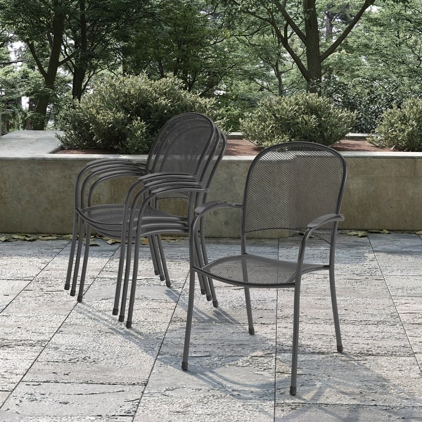 Metal Patio Chairs Nova Collection Steel Stack Mesh Chair 4pk Bed