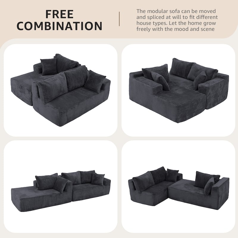 Corduroy L-Shaped Sofa Modular Movable Applicable Living Room Furniture Sets