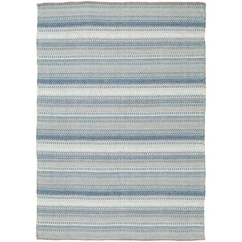 ECARPETGALLERY Flat-weave Bold and Colorful Blue Wool Kilim - 5'2 x 7'8