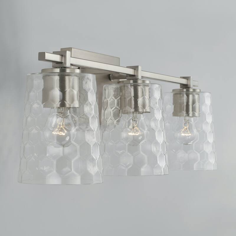 3-light 24-inch Bath/ Vanity Fixture w/ Clear Honeycomb Glass