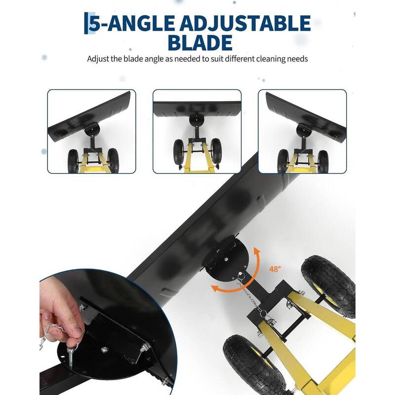 29.13x19.8 in Heavy Duty Rolling Snow Pusher Shovel for Driveway, Doorway, Sidewalk