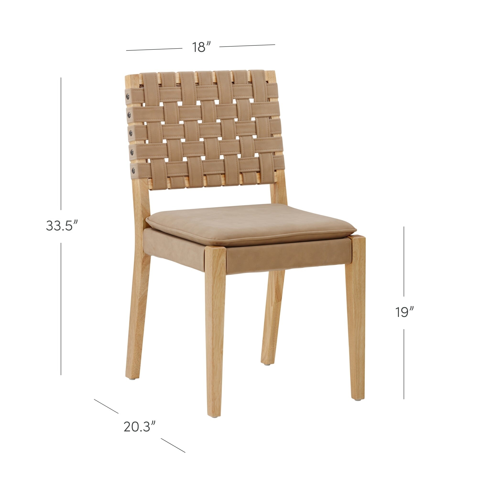 Cohen 19 in. Wood Dining Chair Mid Century Modern Upholstered Side Chair with Hand Woven Faux Leather Backrest On Sale Bed Bath Beyond 39254768