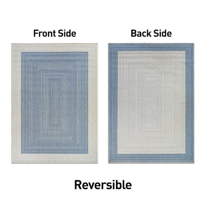 World Rug Gallery Contemporary Braided Weather Resistant Reversible Indoor/Outdoor Area Rug