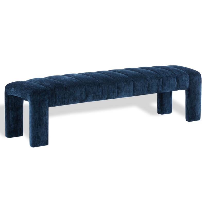 SAFAVIEH Couture Bellisima Channel Tufted Bench, Fully Assembled - 63"W x 17"D x 17"H
