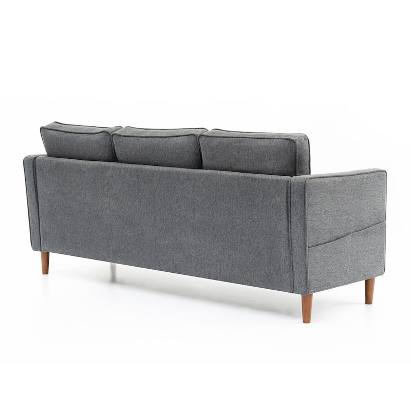 HANA Modern Linen Sofa w/ Arm Pockets by Crown Comfort
