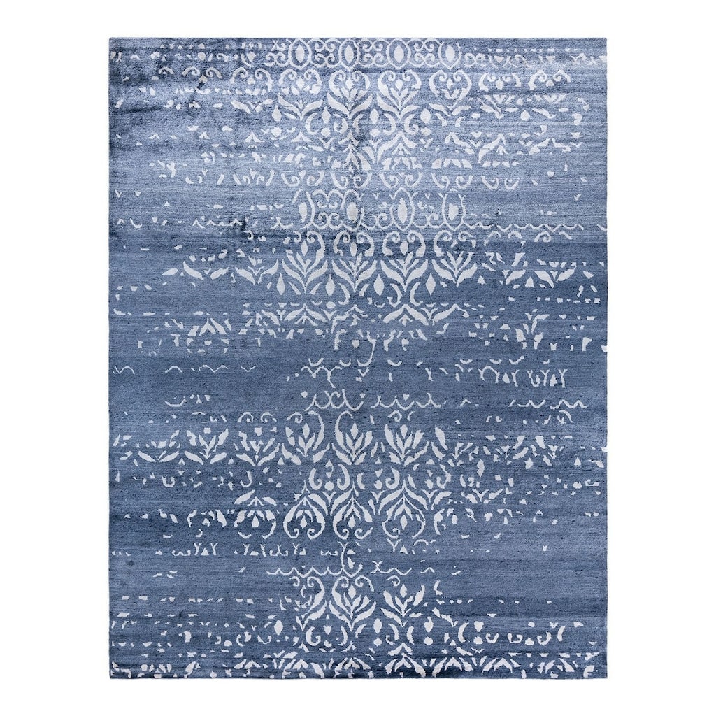 Modern One-of-a-Kind Hand-Knotted Area Rug, Blue - 8' 1" x 10' 3"