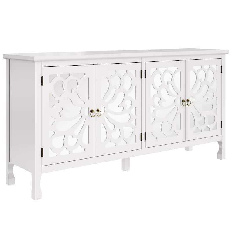 63'' Modern Buffet Cabinet with Mirrored Door and Adjustable Shelves