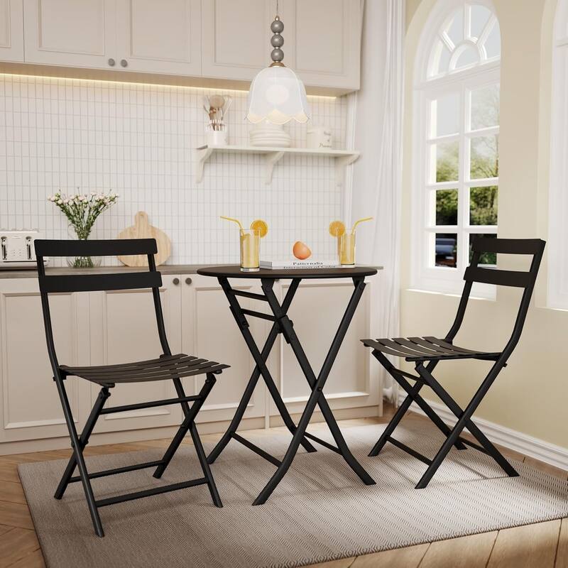 Outdoor Patio Foldable Bistro Set for Bar Garden Backyard