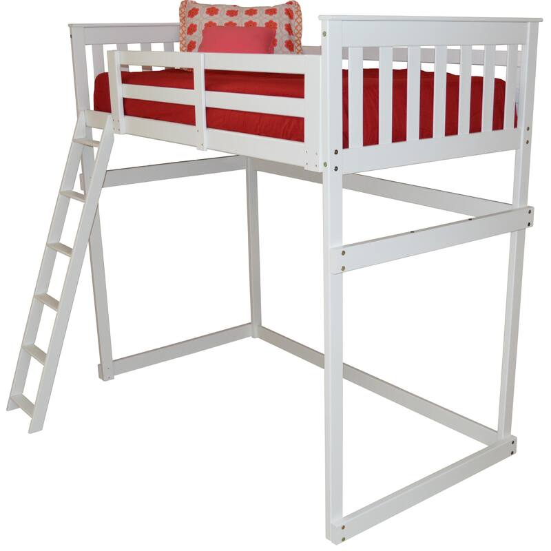 Pine Twin Mission Loft Bed with Side Ladder