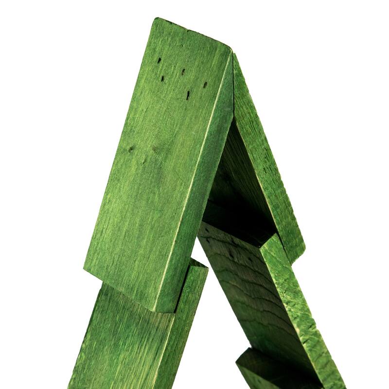 Geometric Wooden Christmas Tree Display - 12" - Green
