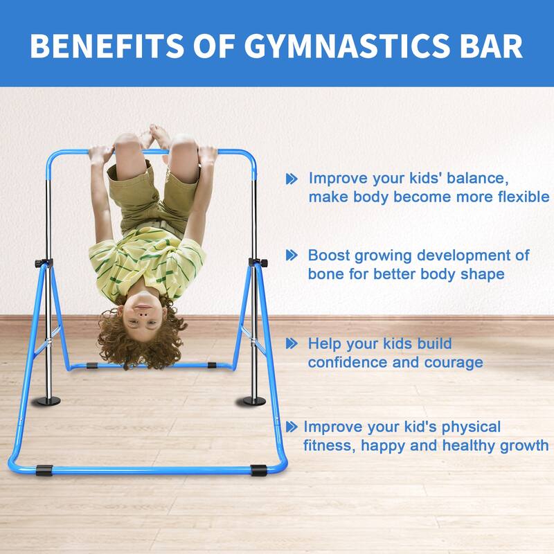 Roomfitters Multi-Functional Adjustable Height Horizontal Gymnastic Bar with Bear Rings