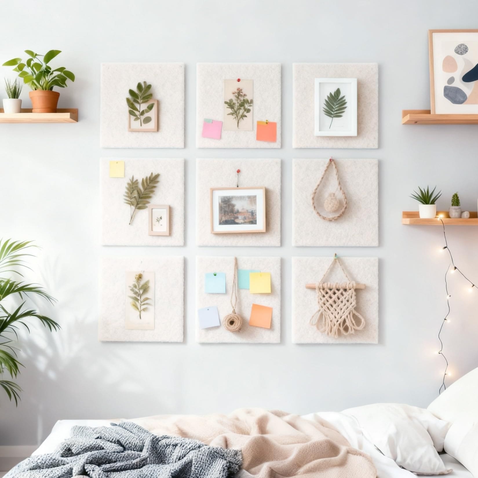 Large Felt Bulletin Board for Wall, 59 x 36 in Pin Board with Push Pins, Modular Cork Board Tiles for Office Classroom