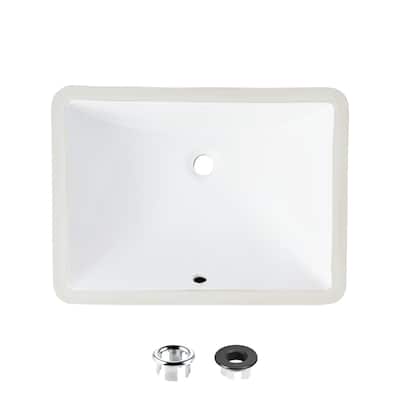 STYLISH 18.25"W x 13"D White Rectangular Undermount Bathroom Sink