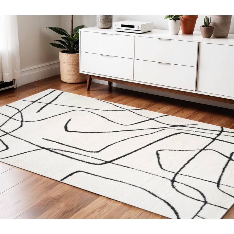 HomeRoots Abstract Rectangle Area Rug - 66.00 in. x 42.00 in.  x 0.60 in.