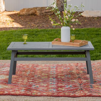 Walker Edison Elephant Point Acacia Wood Chevron Coffee Table