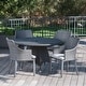 preview thumbnail 3 of 14, Hillhurst Outdoor 5-piece Round Wicker Dining Set with Cushions & Umbrella Hole by Christopher Knight Home
