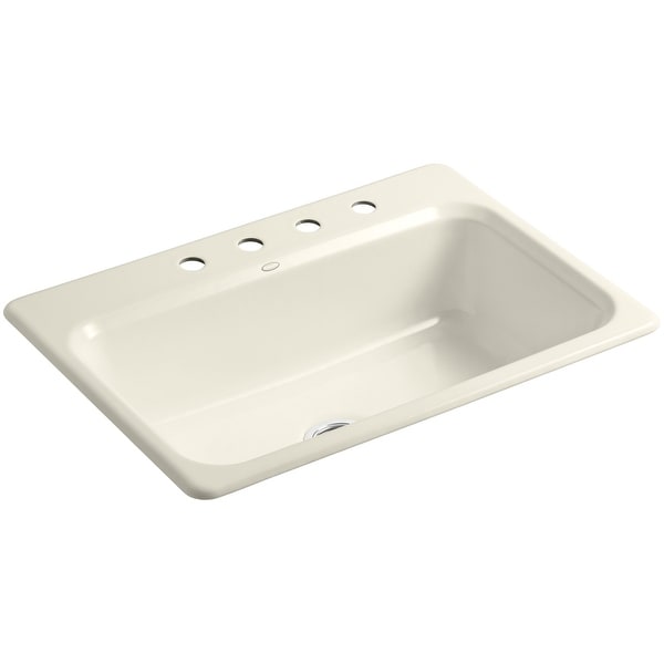 Kohler K-5832-4 Bakersfield 31" Single Basin Top-Mount Enameled Cast-Iron Kitchen Sink