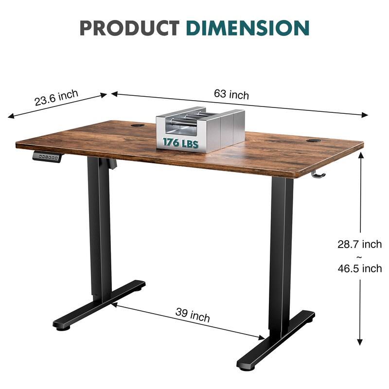 Electric Standing Desk - Adjustable Height Computer Workstation with Memory Settings for Home Office, Gaming & Study
