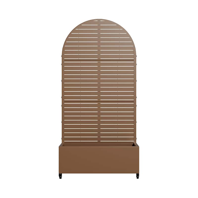 Metal Movable Planter Box with Trellis Privacy Screen Planter Box with Lockable Wheels