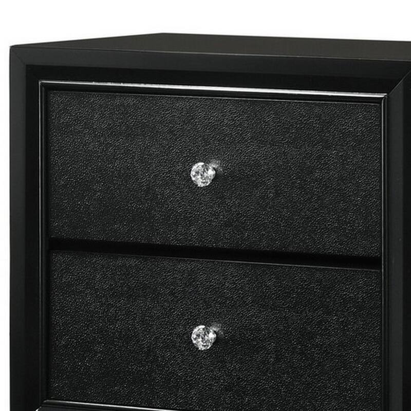 Black 2 Drawer 16.4 in. W Nightstand with Sturdy Drawer Pulls