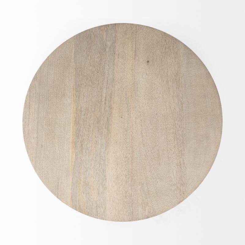 Contemporary 20” Round Solid Wood End Table with Thick Top and Pedestal Base for Living or Bedroom - 20”L x 20”W x 24”H