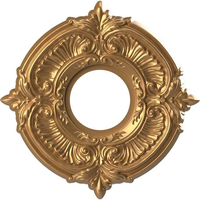 3 1/2" Inside Diameter - Attica Thermoformed PVC Ceiling Medallion - 10" Outside Diameter - Bright Coat Gold