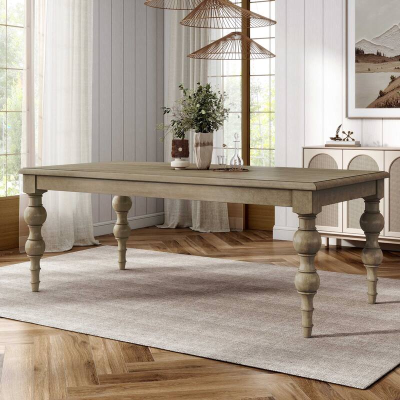 Furniture of America Trenden Modern Farmhouse Light Washed Solid Wood 78-inch Dining Table - Light Washed Wood