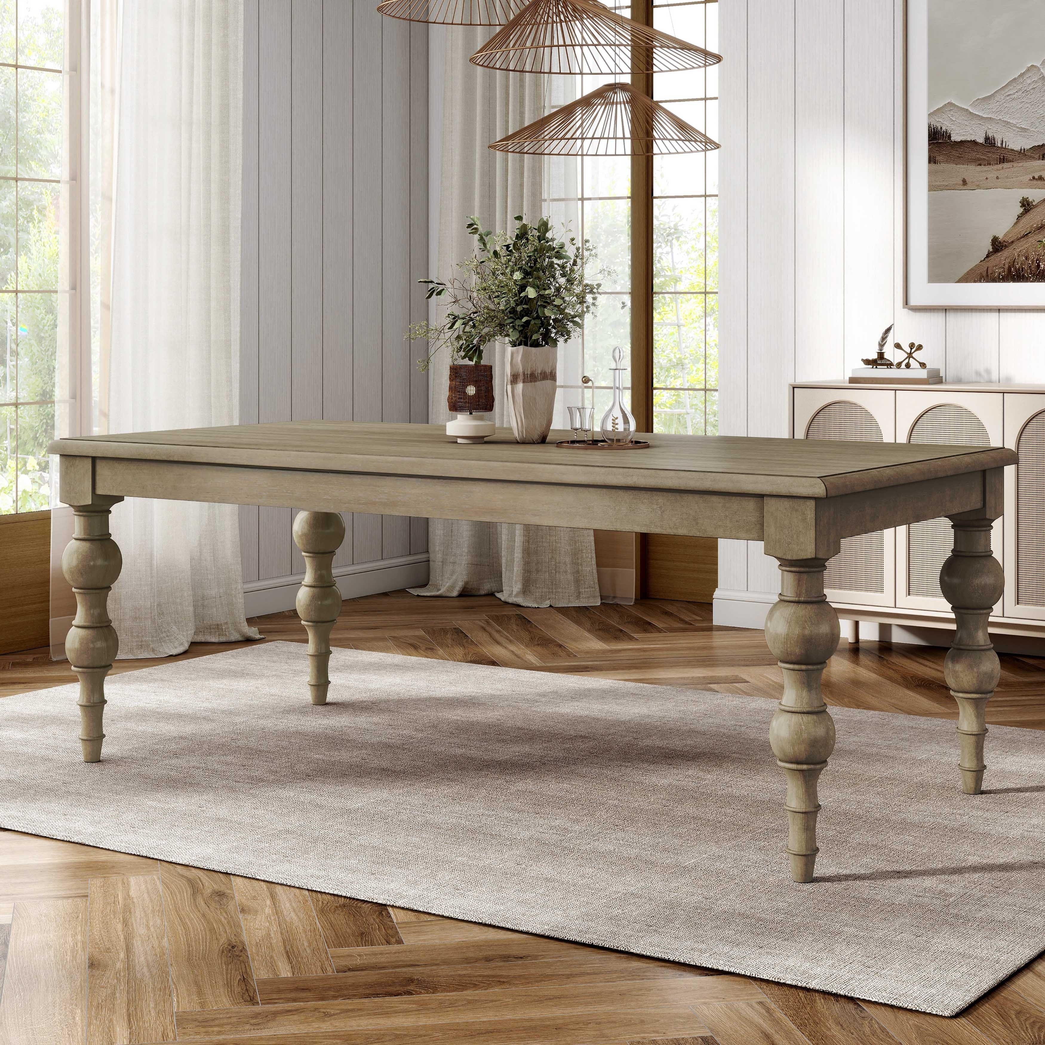 Furniture of America Trenden Modern Farmhouse Light Washed Solid Wood 78-inch Dining Table
