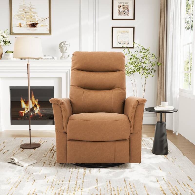 Roomfitters Manual Massage Swivel Rocker Recliner Chair with Heat and Side Pocket, PU Leather