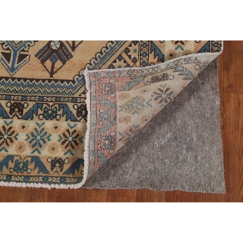 Geometric Bakhtiari Persian Vintage Rug Handmade Orange Wool Carpet - 6'8"x 9'5"