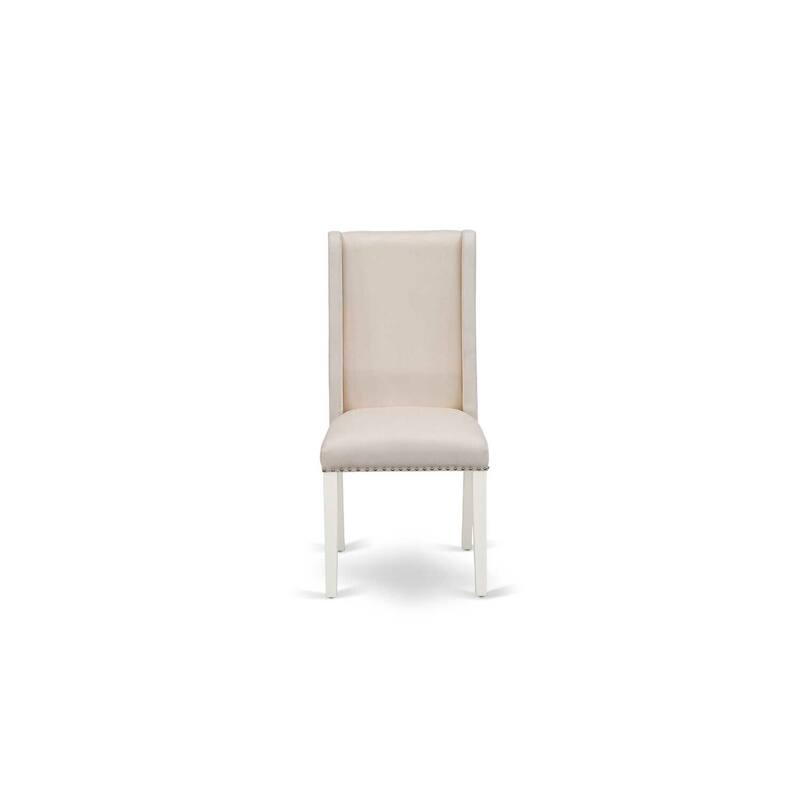 Modern Parsons Dining Chair - Cream Linen Fabric, Stylish High Back, Set of 2