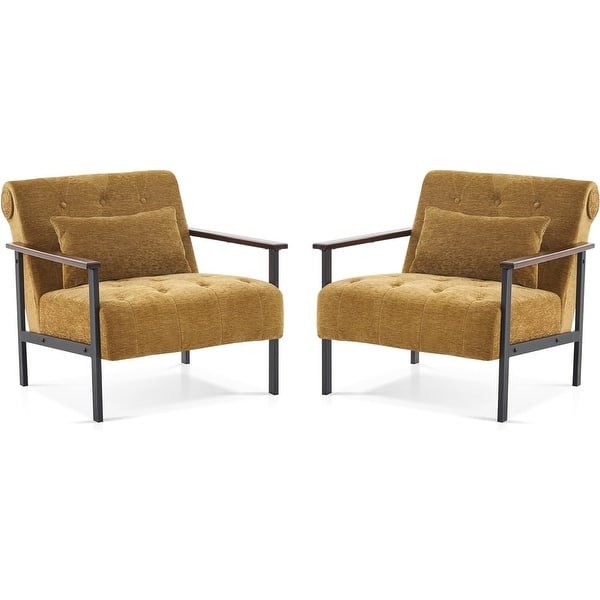 slide 2 of 48, MCombo set of 2 Modern Accent, Ergonomics Lounge Chair for Living Room, Chenille, HQ417